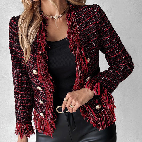 European And American Feminine Straight Tube Coarse Woolen Coat