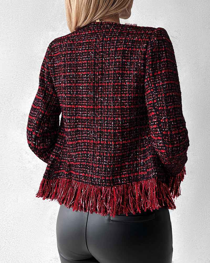 European And American Feminine Straight Tube Coarse Woolen Coat