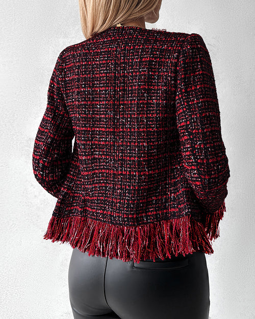 European And American Feminine Straight Tube Coarse Woolen Coat
